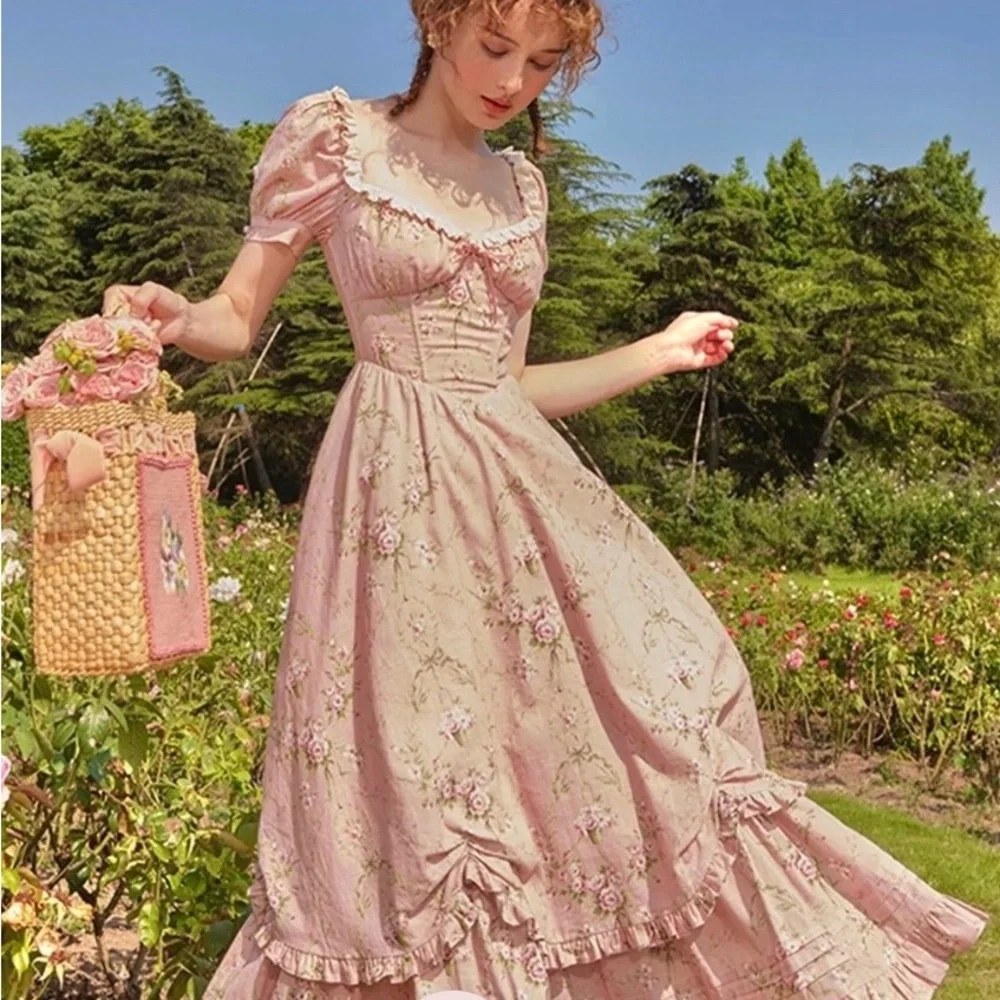 Lacemade Romantic Pink Floral Rosa Rubus Story Corset Dress - Picture 1 of 8